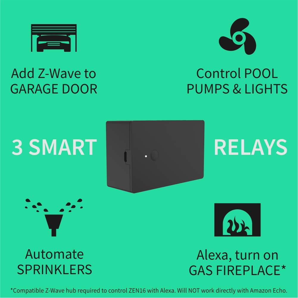 Zooz Z-Wave Long Range MultiRelay ZEN16 800LR for Garage Doors
